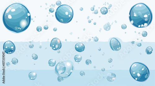Underwater fizzing transparent air bubbles realisti