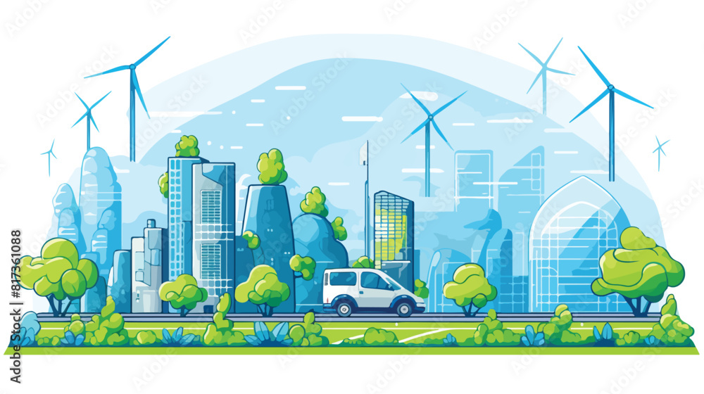 Urban landscape with modern eco friendly technologi