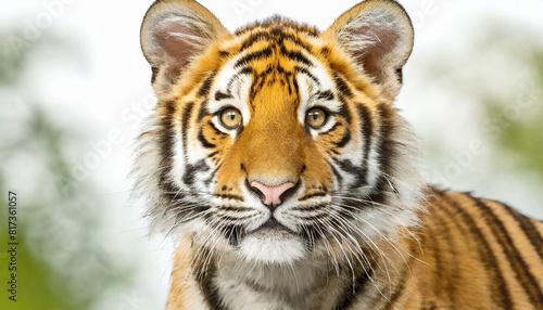 Young Bengal tiger portrait on a jungle background.