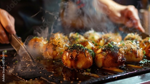 Process to preparing takoyaki most popular tasty food of japan photo