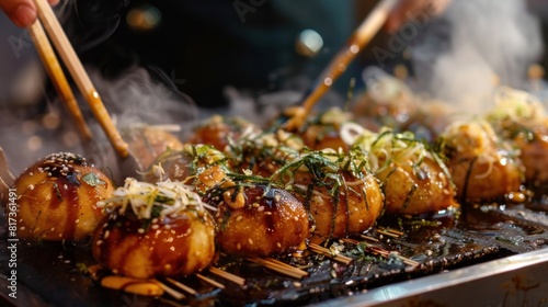 Process to preparing takoyaki most popular tasty food of japan photo