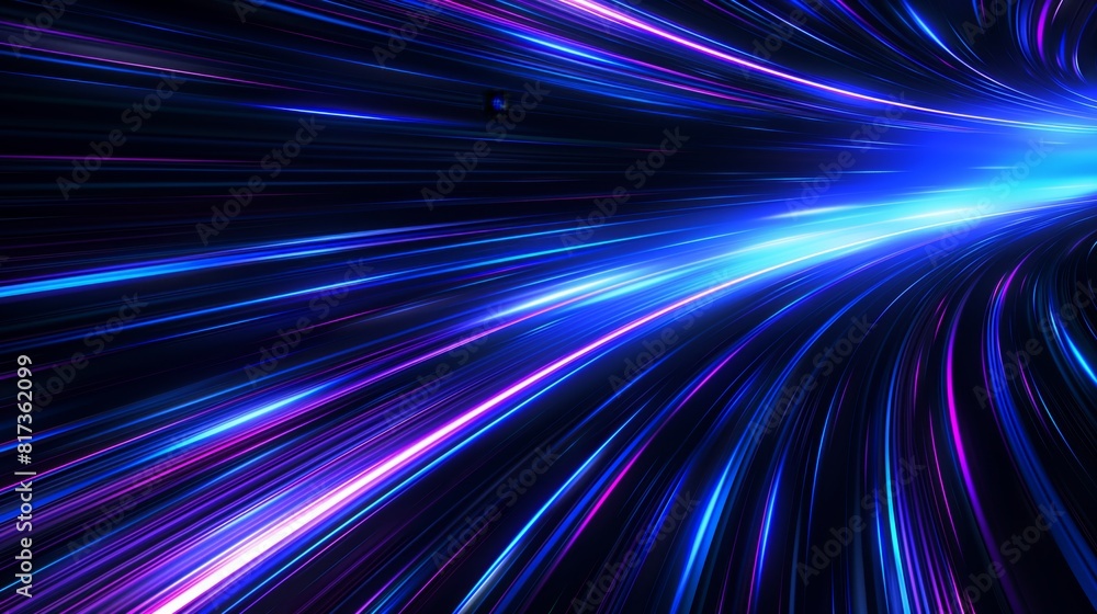 Black background with blue and purple streaks of light, abstract, digital art, motion blur. Black background with blue and purple streaks of light, abstract, digital art, motion blur.