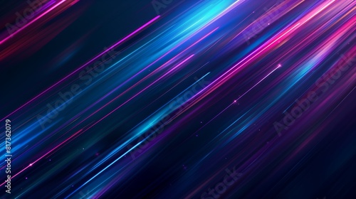 Energetic dark blue background featuring vibrant light streaks and dynamic speed lines, perfect for modern and futuristic digital art projects.