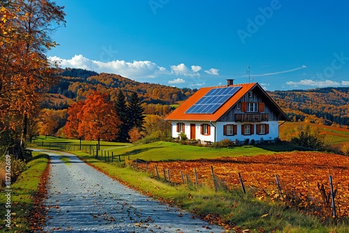 A house with solar panels on the roof.