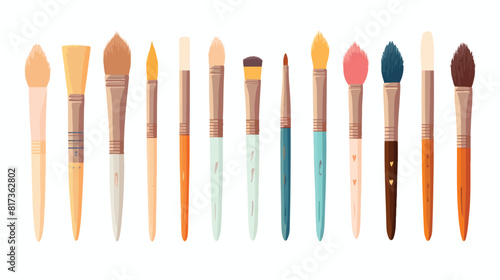 Various brushes for painting and calligraphy flat v