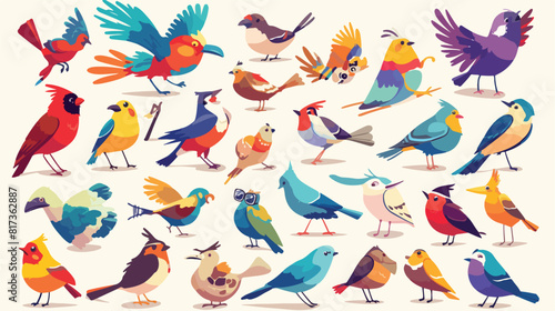 Various cartoon birds collection for any visual des © Sofi