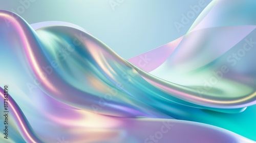 Abstract pastel liquid wave curved ribbon  gradient background  digital art  soft hues.