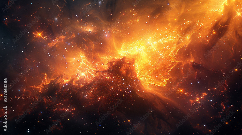 Vibrant Photo of a Nebula's Star-Studded Beauty Exploring the Celestial Splendor of Deep Space in Vivid Detail