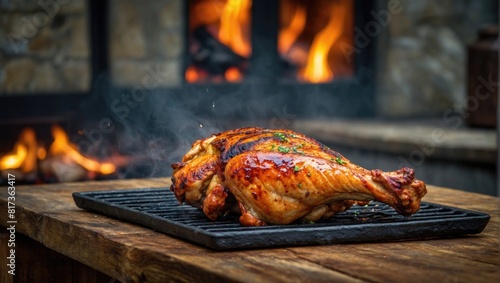 Roasted chicken on the grill © SD Danver