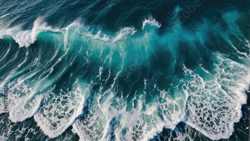 Blue waves on the beach, top view background © SD Danver