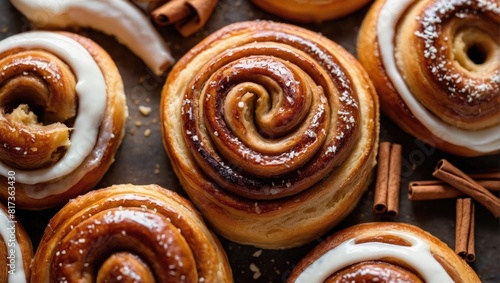 Close up of cinnamon roll, top view © SD Danver