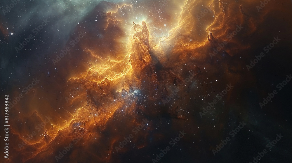 Vibrant Photo of a Nebula's Star-Studded Beauty Exploring the Celestial Splendor of Deep Space in Vivid Detail