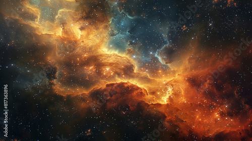 Vibrant Photo of a Nebula s Star-Studded Beauty Exploring the Celestial Splendor of Deep Space in Vivid Detail