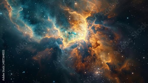 Vibrant Photo of a Nebula s Star-Studded Beauty Exploring the Celestial Splendor of Deep Space in Vivid Detail