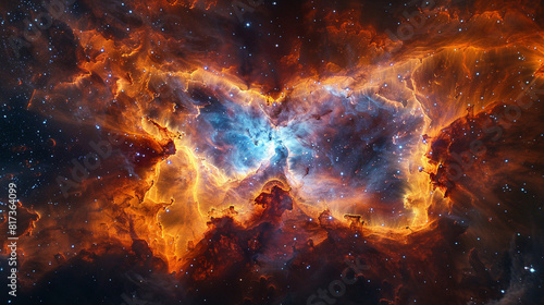 Vibrant Photo of a Nebula's Star-Studded Beauty Exploring the Celestial Splendor of Deep Space in Vivid Detail