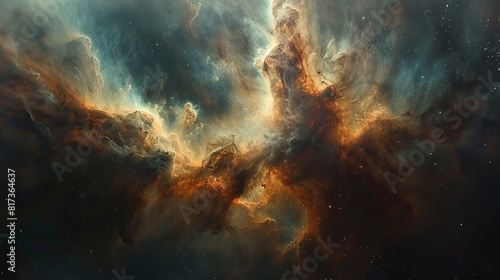 Vibrant Photo of a Nebula's Star-Studded Beauty Exploring the Celestial Splendor of Deep Space in Vivid Detail
