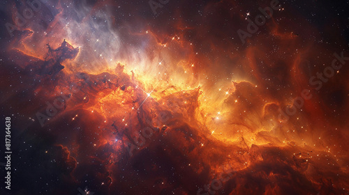 Vibrant Photo of a Nebula's Star-Studded Beauty Exploring the Celestial Splendor of Deep Space in Vivid Detail