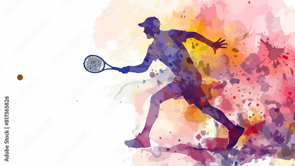 Tennis Sport Silhouette Aquarell