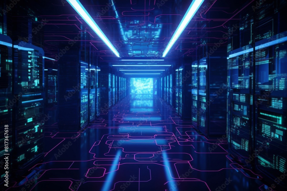 futuristic server room tunnel futuristic server room tunnel