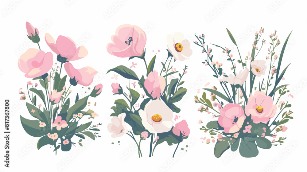 Vector cartoon abstract pink flower icon. Meadow ga