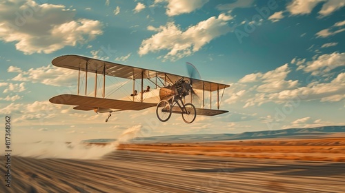 color photo of the 1903 wright flyer taking off on a runway  1