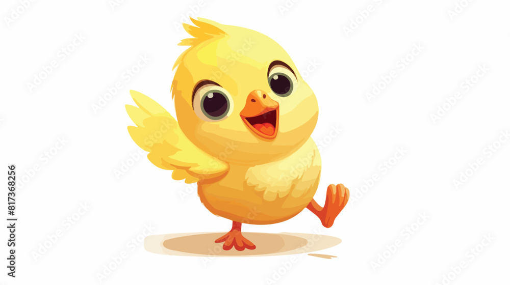 vector cartoon cute baby chicken character. Yellow