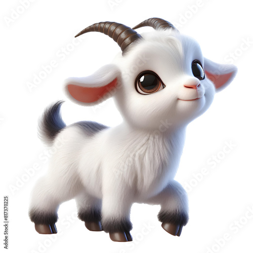3D CUTE Capra aegagrus hircus goat Isolated on white background photo