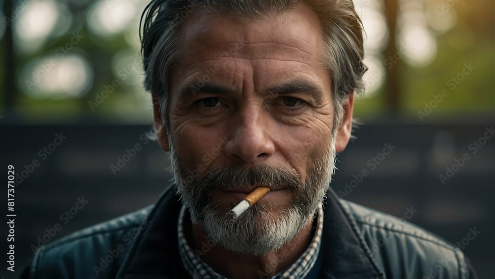 Stop smoking cigarettes concept. Portrait cigarette in mouth. Background surrounded with smoke. quitting smoking cigarettes. 31 May, Quit bad habit, health care concept Stop smoking cigarettes concept. Portrait cigarette in mouth. Background surrounded with smoke. quitting smoking cigarettes. 31 May, Quit bad habit, health care concept
