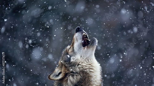 Captivating image of a wolf howling with glowing snowflakes