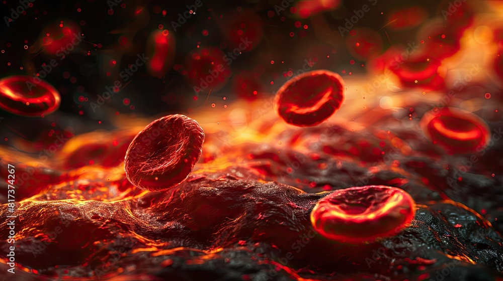 Blood circulation vessels illustration medical research, flow inside ...