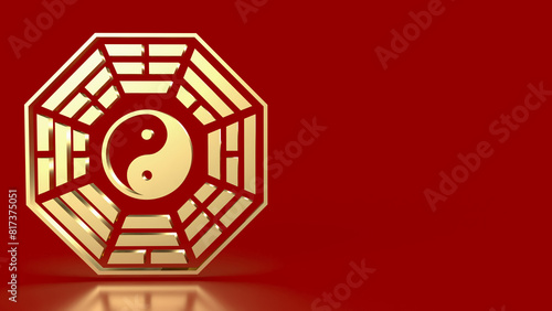 Fotografie The Gold Bagua symbol of taoism for religion concept 3d rendering