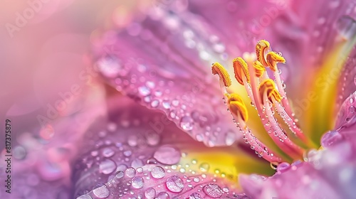 Closeup of a Flower Petal With Dew Drops for Nature Themed Designs