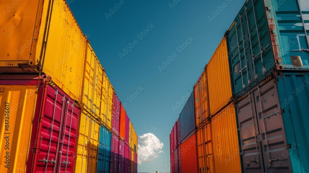 Fototapeta premium cargo containers, bright colors, colorful photo, ultra hd 