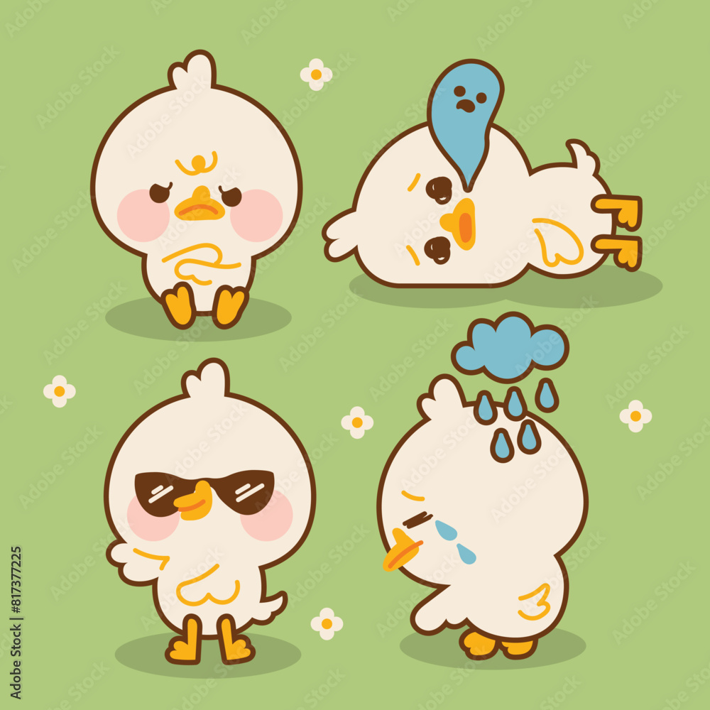 Naklejka premium Duck Sticker Illustration Emoticon Logo Mascot