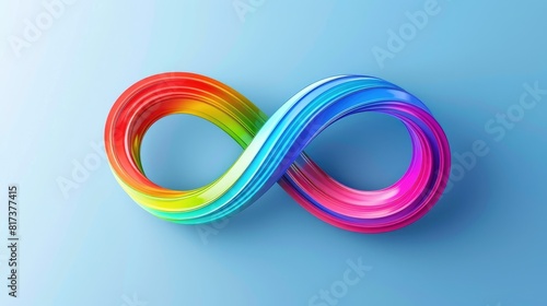 Colorful autism infinity rainbow symbol sign in outstretched woman hands. World autism awareness day, autism rights movement, neurodiversity, autistic acceptance movement 
