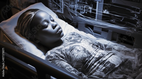 Cybernetic Human in Futuristic Medical Treatment