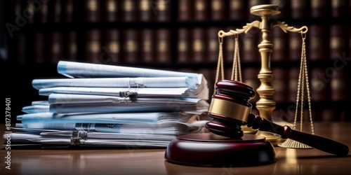 Piles Judicial Court Files And Judge Gavel