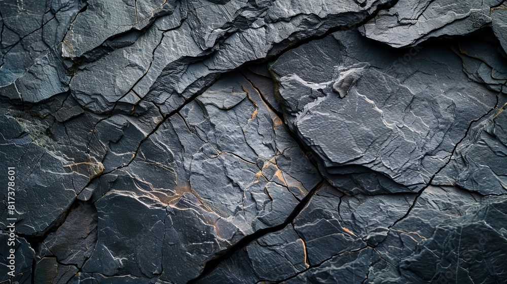 A close up of a black rock with some white lines. A close up of a black rock with some white lines.