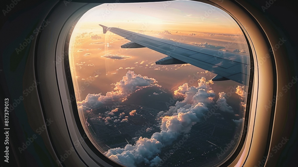 Fototapeta premium view from the window of airplane