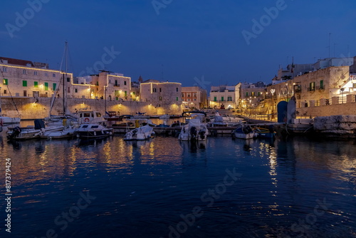 Panorama notturno del porticciolo di Giovinazzo Bari Puglia 