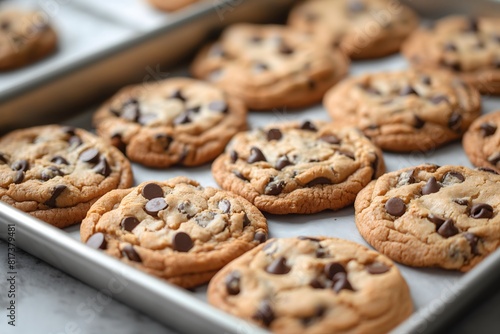 A tray of moist chocolate chip cookies