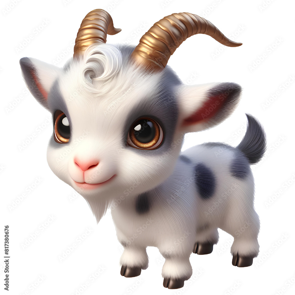 3D CUTE Capra aegagrus hircus goat Isolated on white background