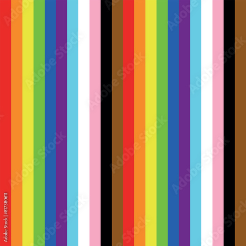 Pride Rainbow striped seamless pattern, LGBTQIA Gay Pride Rainbow Flag Colors Stripes Background, vector illustration