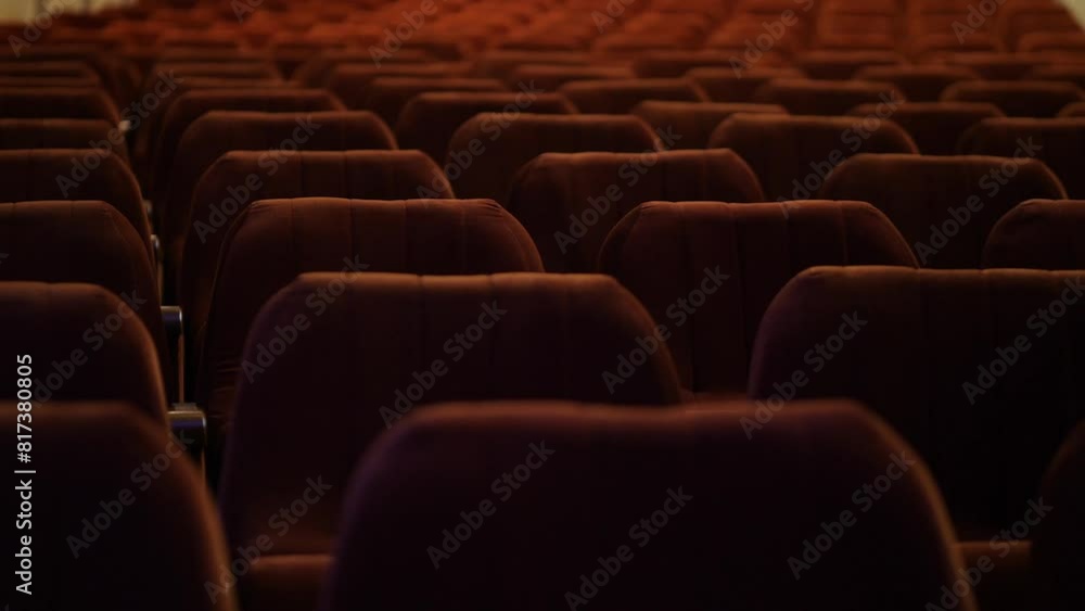 row of empty spectator chairs with raised seats in an empty auditorium row of empty spectator chairs with raised seats in an empty auditorium