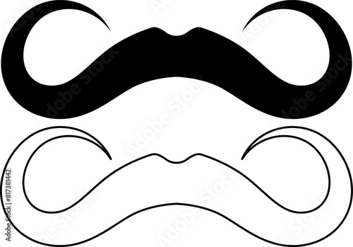 outline silhouette Handlebar moustache icon set