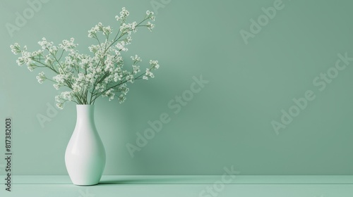 Wallpaper Mural Minimalist wallpaper with spring bouque in an elegant white vase on the left side of the image Torontodigital.ca