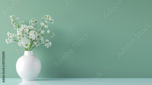 Wallpaper Mural Minimalist wallpaper with spring bouque in an elegant white vase on the left side of the image Torontodigital.ca