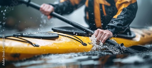 Kayaker s paddle in motion at summer olympics, embodying speed   dynamic sport concept photo