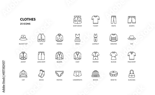 clothes fashion clothing apparel detailed icon set