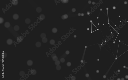 Abstract background. Molecules technology with polygonal shapes  connecting dots and lines. Connection structure. Big data visualization.